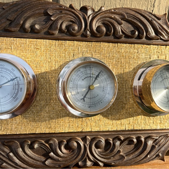 Vintage 3IN 1 SPRINGFIELD WEATHER STATION-Barometer, Humidity, Temperature 20X10 - Picture 3 of 8